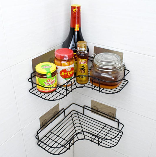 Punch-Free Wall Storage Rack | Kitchen Corner Shelf