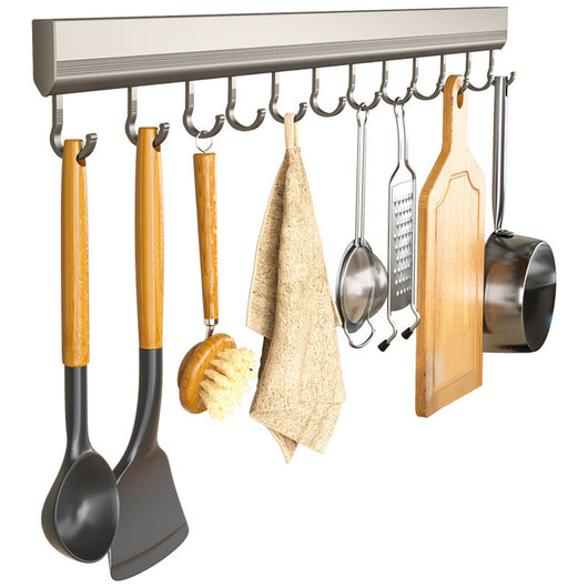 Punch-Free Wall-Mounted Kitchen Hook Rack | Aluminum Design