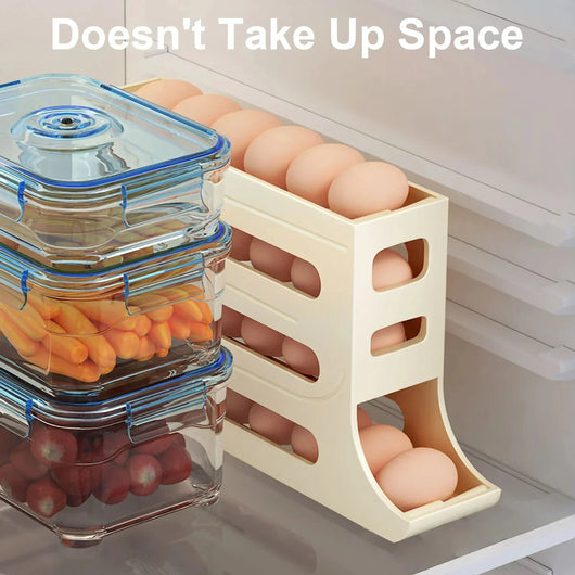 Automatic Egg Roller Tray | 4-Layer Refrigerator Organizer