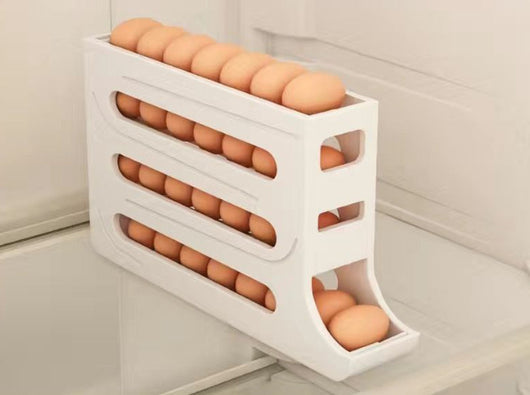 Automatic Egg Roller Tray | 4-Layer Refrigerator Organizer