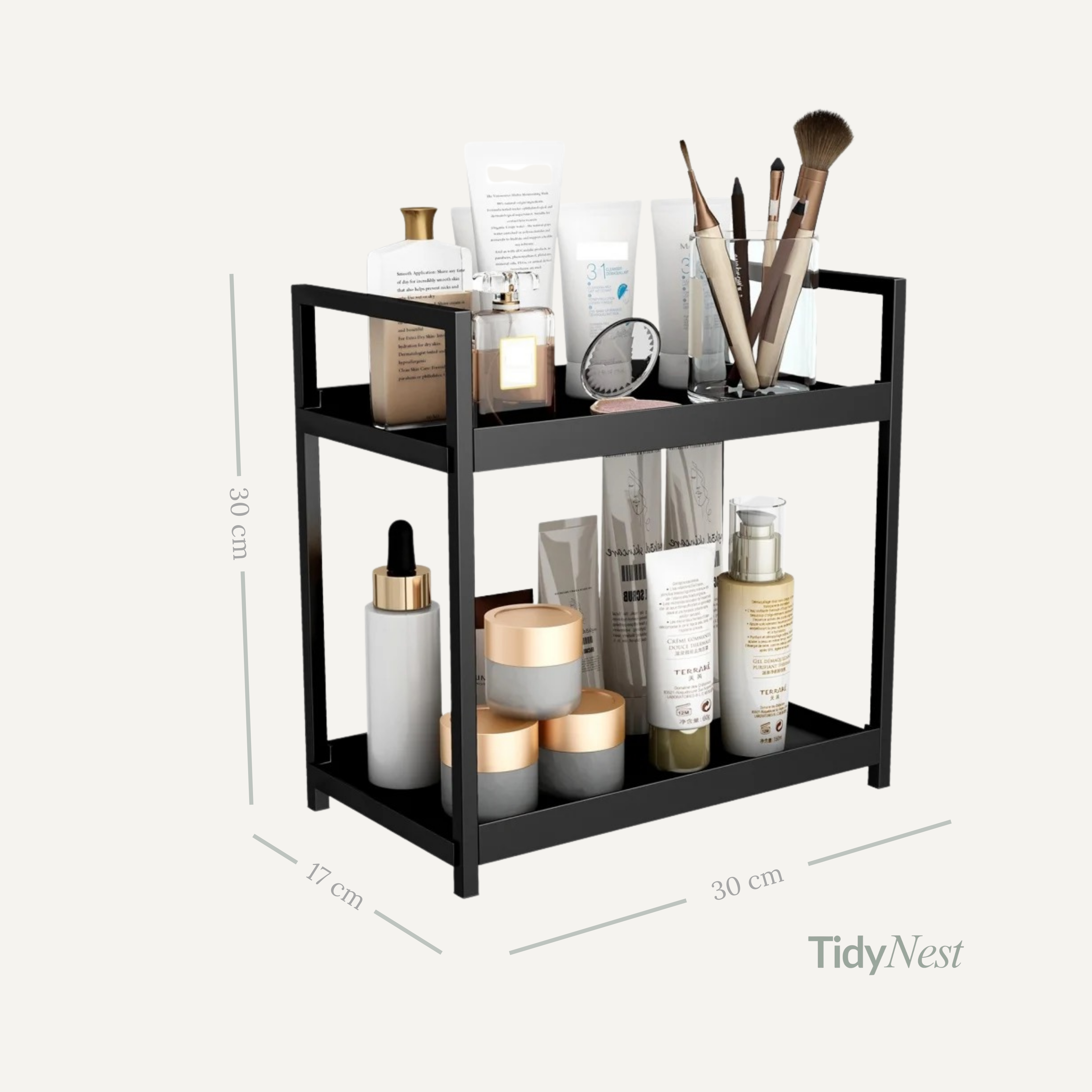 2-stöckiger Metall-Organizer für Küche & Bad – Stilvolle Ordnung auf der Arbeitsfläche