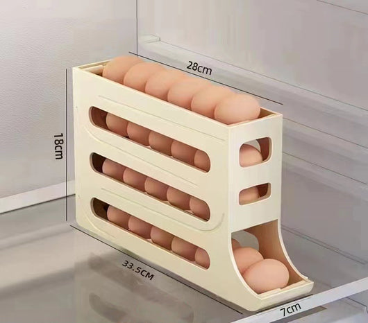 Automatic Egg Roller Tray | 4-Layer Refrigerator Organizer