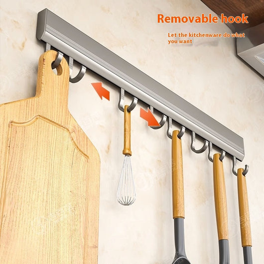 Punch-Free Wall-Mounted Kitchen Hook Rack | Aluminum Design